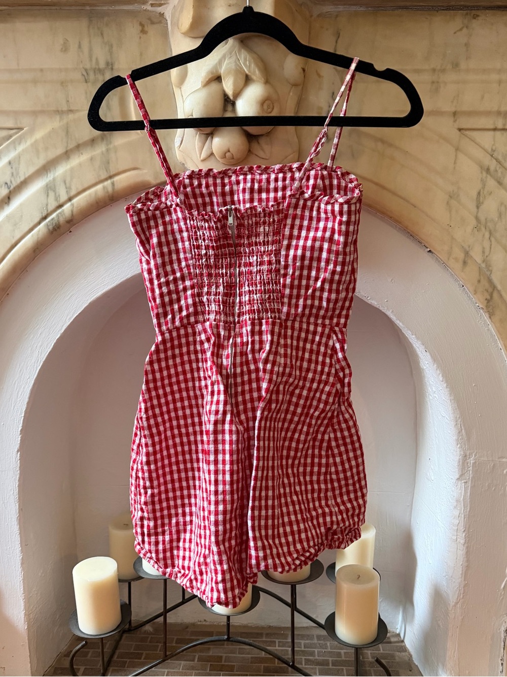 Reformation Red Gingham Spaghetti Strap Mini Dress - Picture 3 of 5